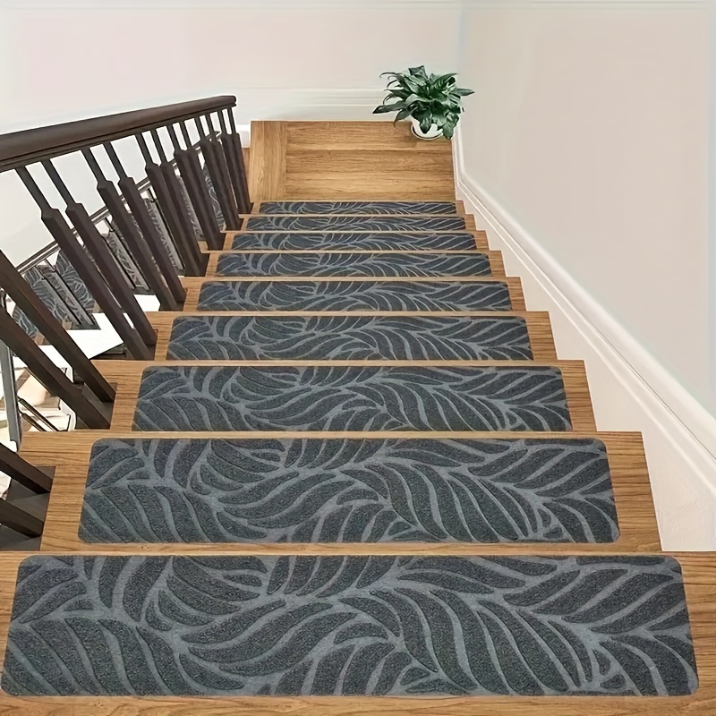 7 15pcs set of anti slip self   stair treads 3d embossed anti slip safety treads 30x8 inch indoor outdoor carpets stair mats suitable for pets and seniors   no tools required scratch resistant cut and fit design