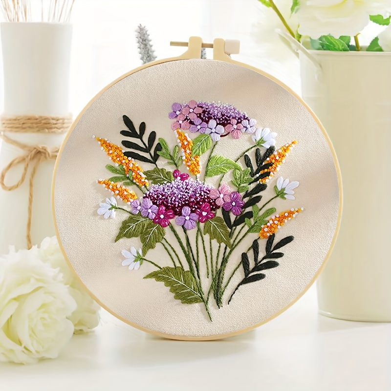 

Diy Embroidery Starter Kit With 7.9" Hoop - Easy Floral Pattern For Beginners, Complete Cross Stitch Set With Tools & Instructions, Perfect Craft Gift Embroidery Kit Embroidery Kit For Beginners