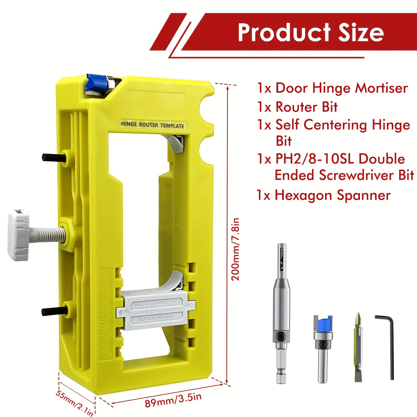 Template Holder for Mortising, Door Hinge Mounting Kit