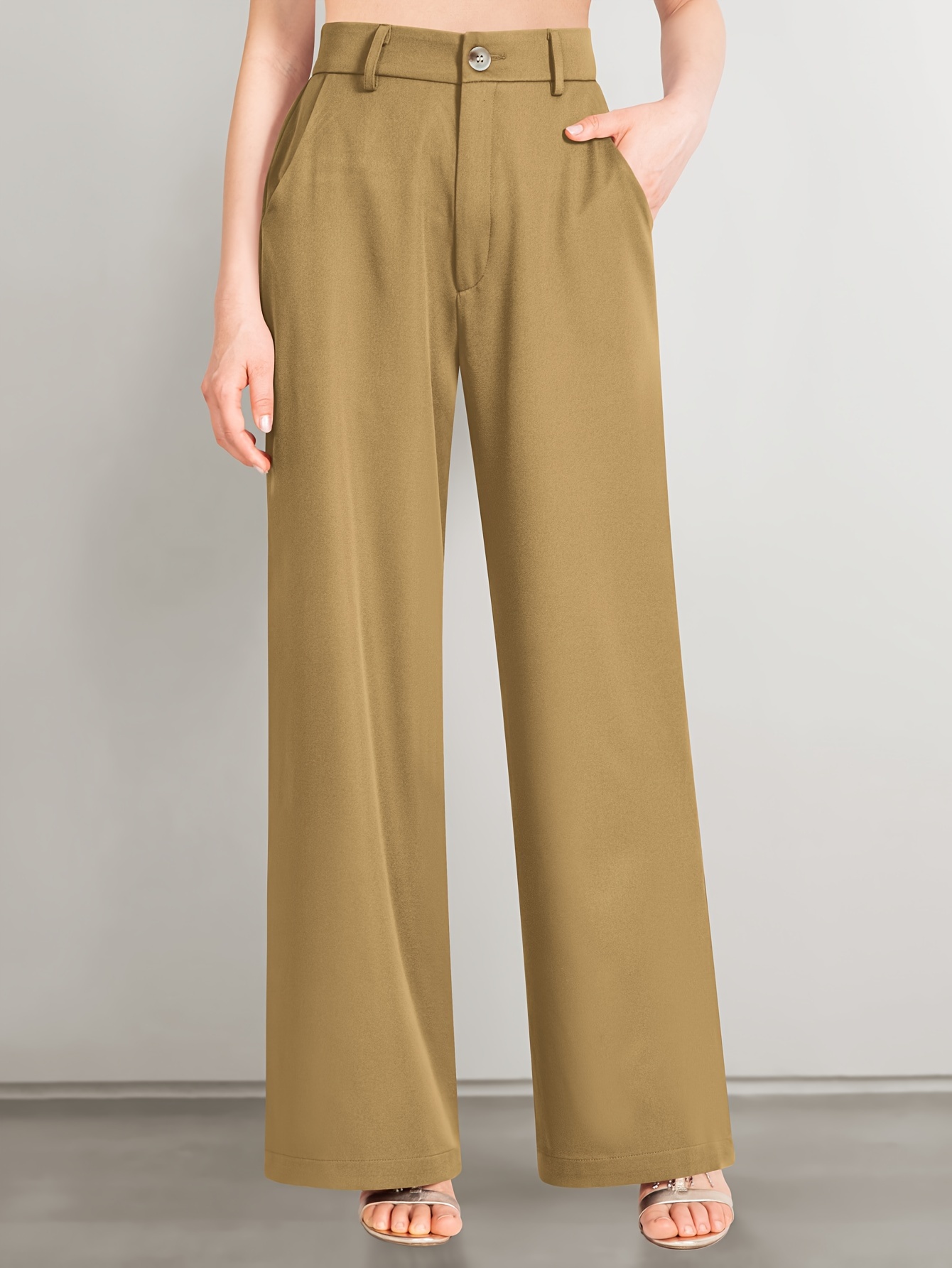 Women's Plus Size High Waist Slant Pocket Straight Tailored Pants 2XL(16) 