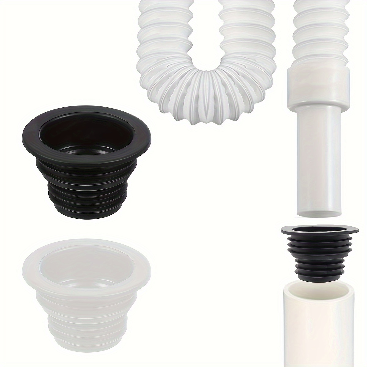 

4pcs Silicone Drain Seal Rings - Odor-blocking Hose Plugs For Sewers, Washing Machine Compatible