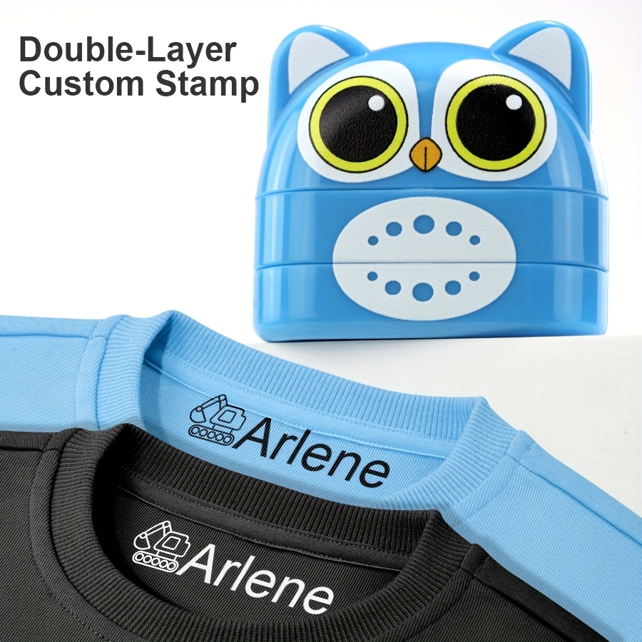 

Custom Owl Stamp, Blue Abs Material, Double-layer, Waterproof Ink, Personalized Label Maker For Clothing, Shoes, Lunchboxes, Backpacks - Ideal For School & Office Use