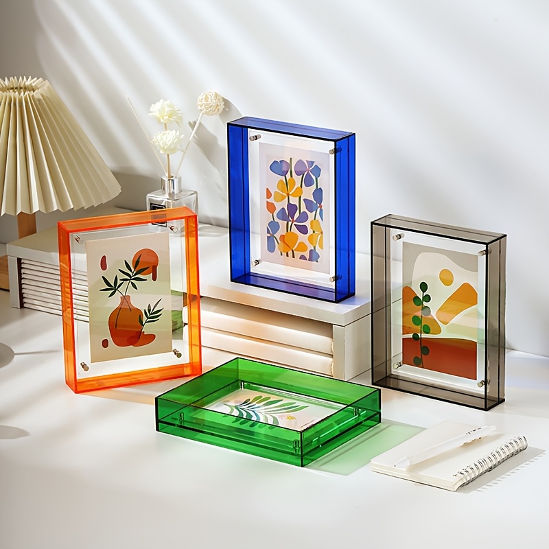 colorful diy transparent picture frame lightweight stylish allen frame for wall or tabletop display   living room bedroom office decor rectangular vertical orientation