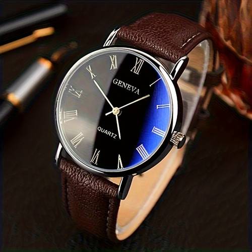 mens roman watch with luminous quartz movement watch no ic case elegant business casual wristwatch for casual attire ideal gift