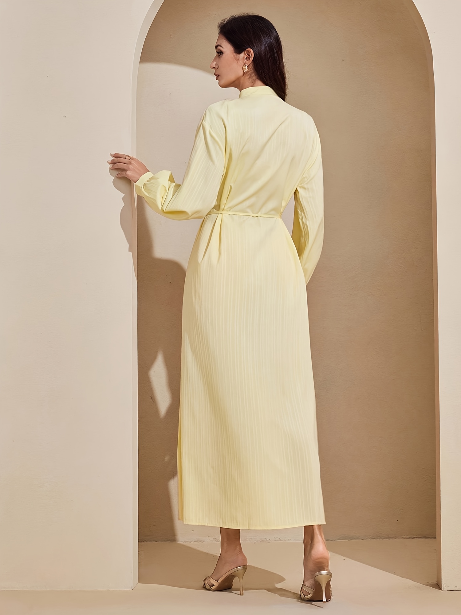 long sleeve split maxi dress Bateau Neck Sheer Sleeve Split Maxi Dresses – Alizeal main image 1