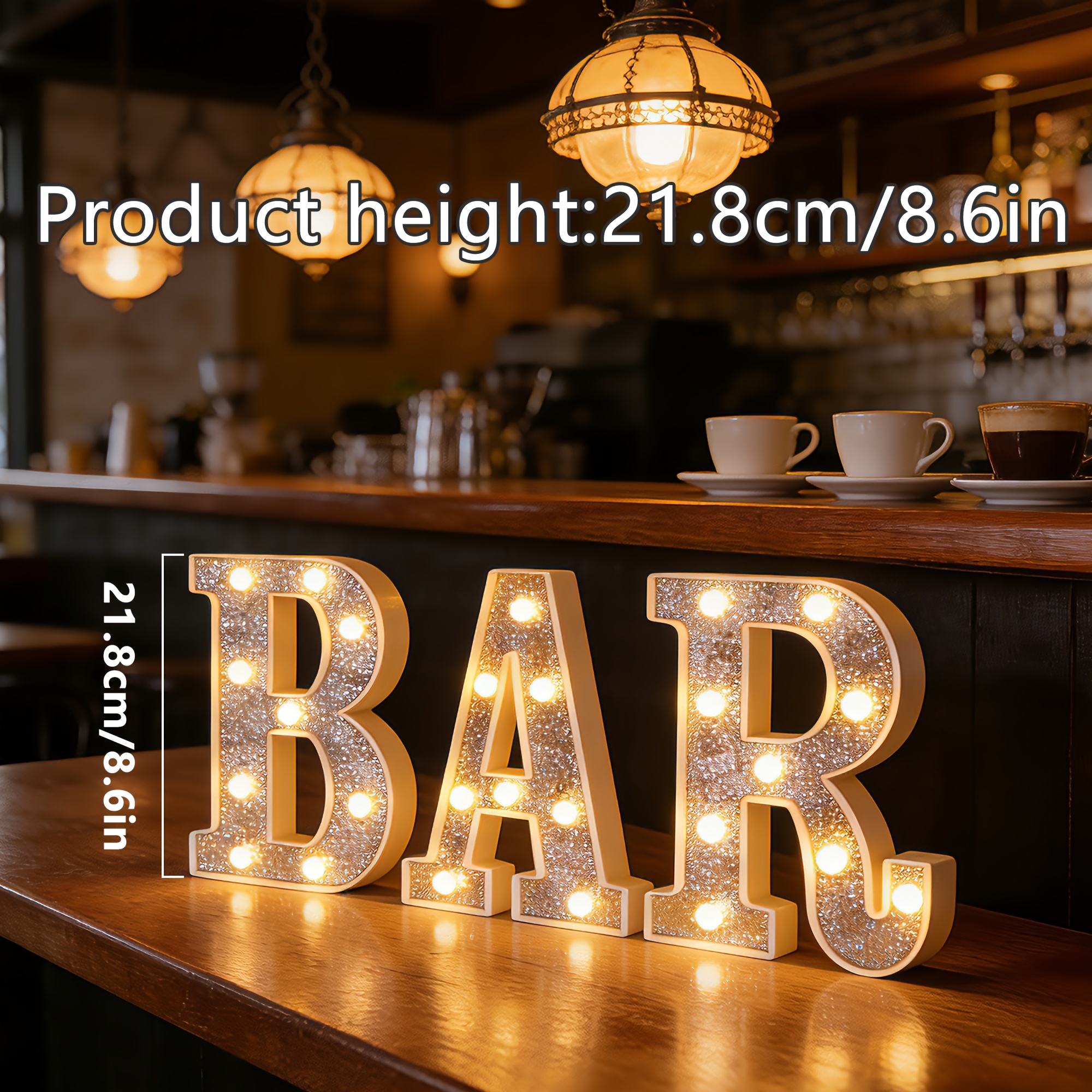 TEMU 3pcs Set Of Sparkling Letter Light Bars - Battery-powered Bar Letters, Home Bar Led Glowing Letters, Party Decoration Led Letter Night Lights -