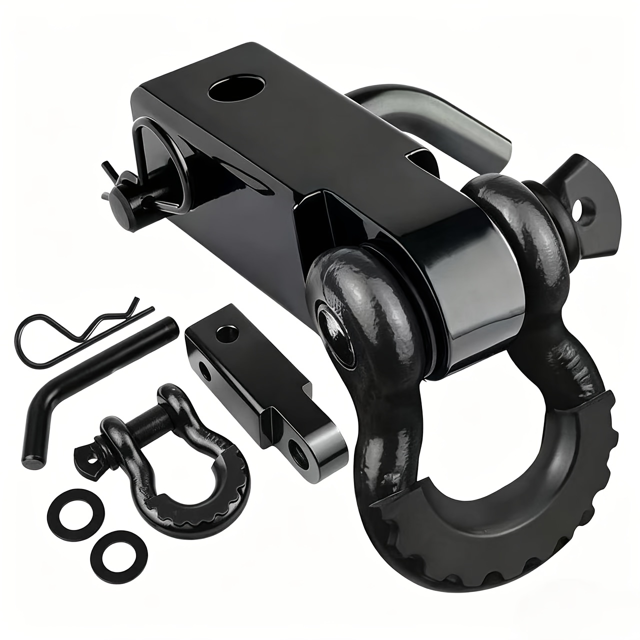TEMU D-shackle Trailer Hitch, Heavy Duty Recovery Tow Hook, 60, 000 Lbs , With 3/4" , Fits 2" Receiver, Carbon Steel, For Suv, Truck, 4wd Off-road