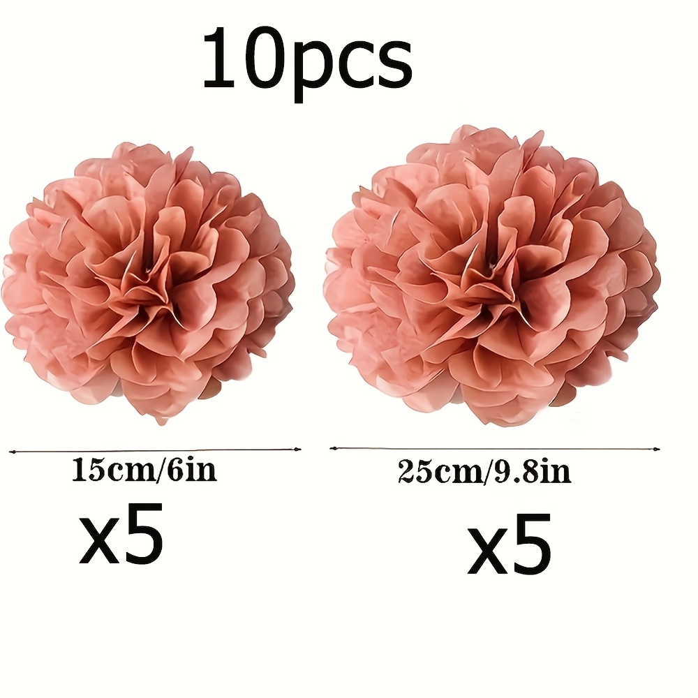 10 Soft Pink Paper Pom Poms - Perfect For Bridal Showers, Birthdays, Weddings, And Bachelorette Party Venue Decor - Hanging Decorative Pom Poms, Tissue Paper Pom Balls