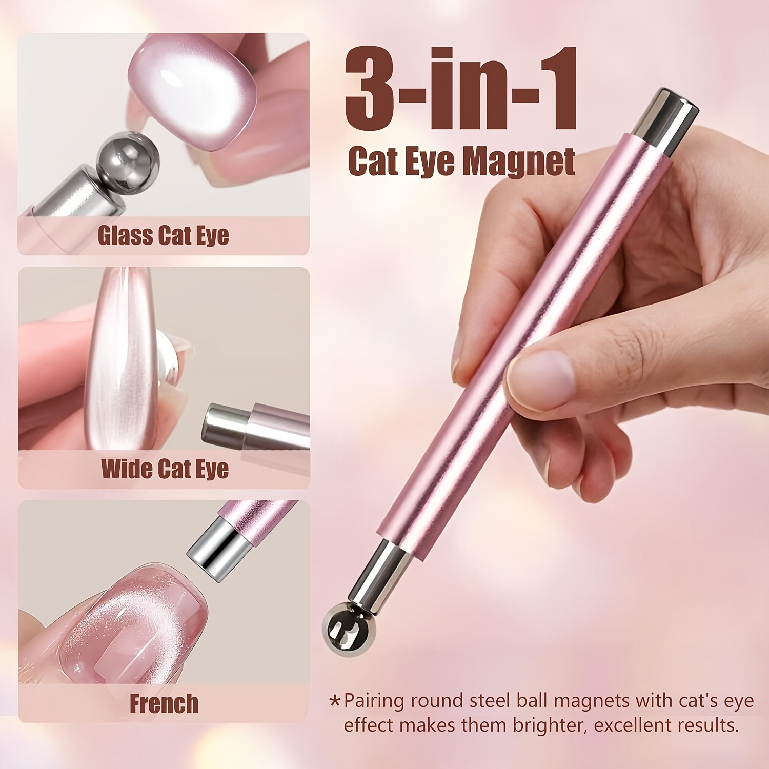 Cat Eye Nail Set for 3D Cat Eye Effects, False Nail Clippers