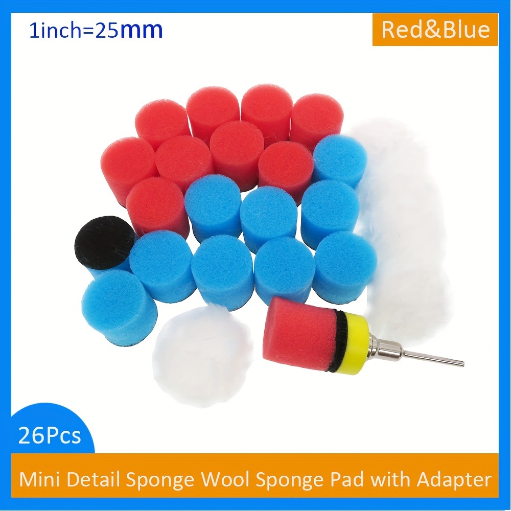 

26pcs Mini Car Foam Drill Polishing Pad Kit 1 Inch 25mm Detail Sponge Wool Waxing Buffing Pads With