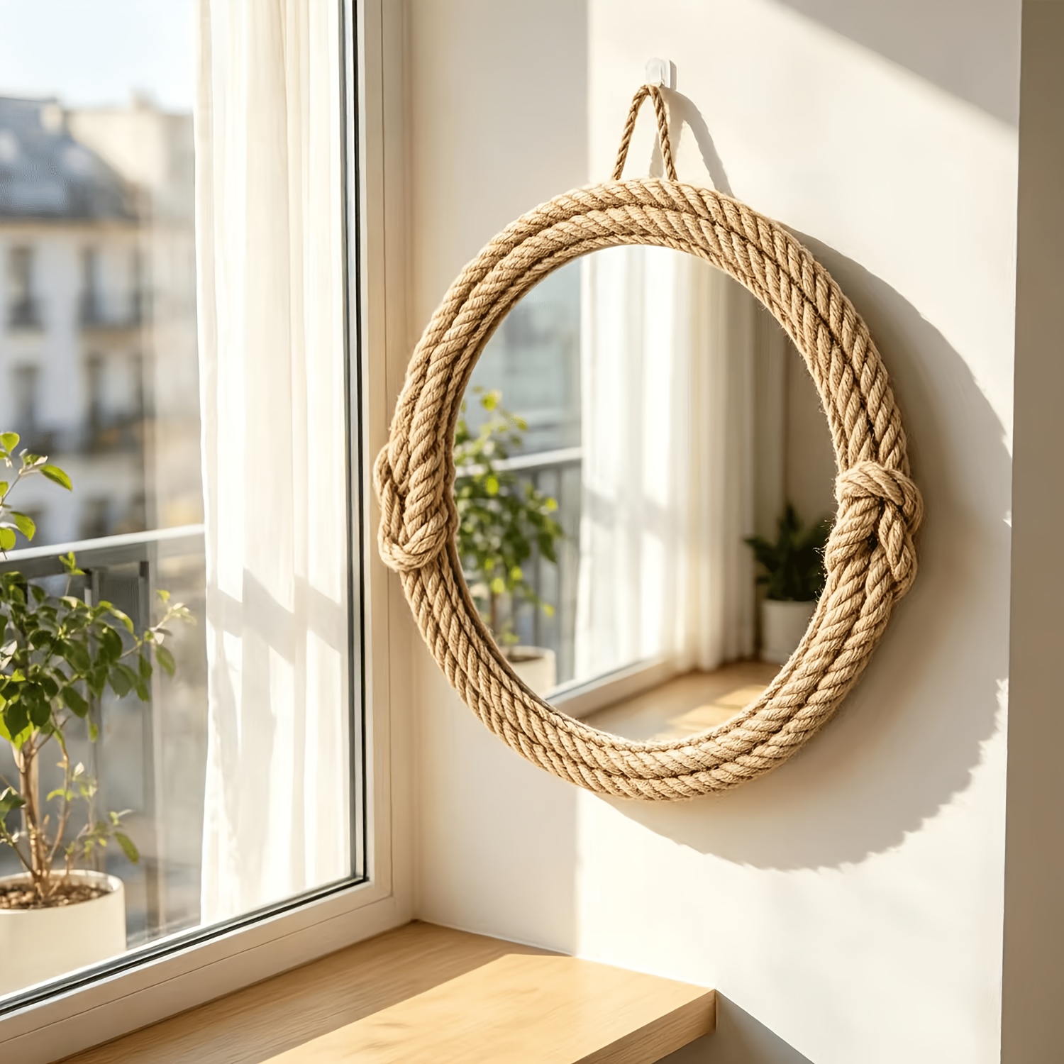 TEMU 1 pièce mural rond avec cadre et en bois - Suspension adaptée pour décoration de ferme, rustique moderne - Convient pour appartement, salon,