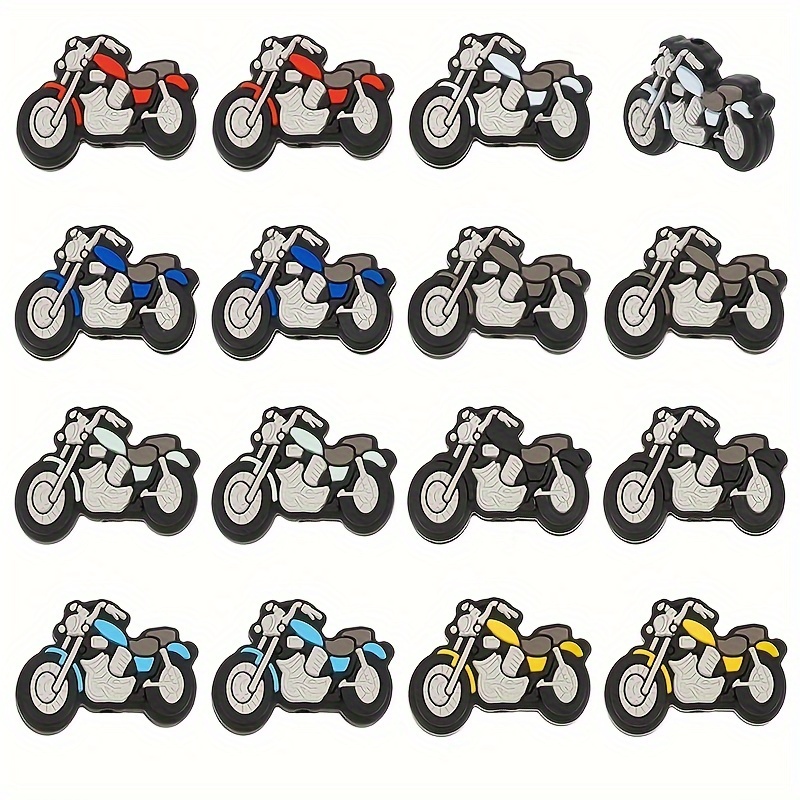 

16pcs Silicone Motorcycle Beads For Diy Jewelry Making Diy Cartoon Motorcycle Beads Perfect For Bracelets, Necklaces, Pens, Keychains, And Handmade Crafts