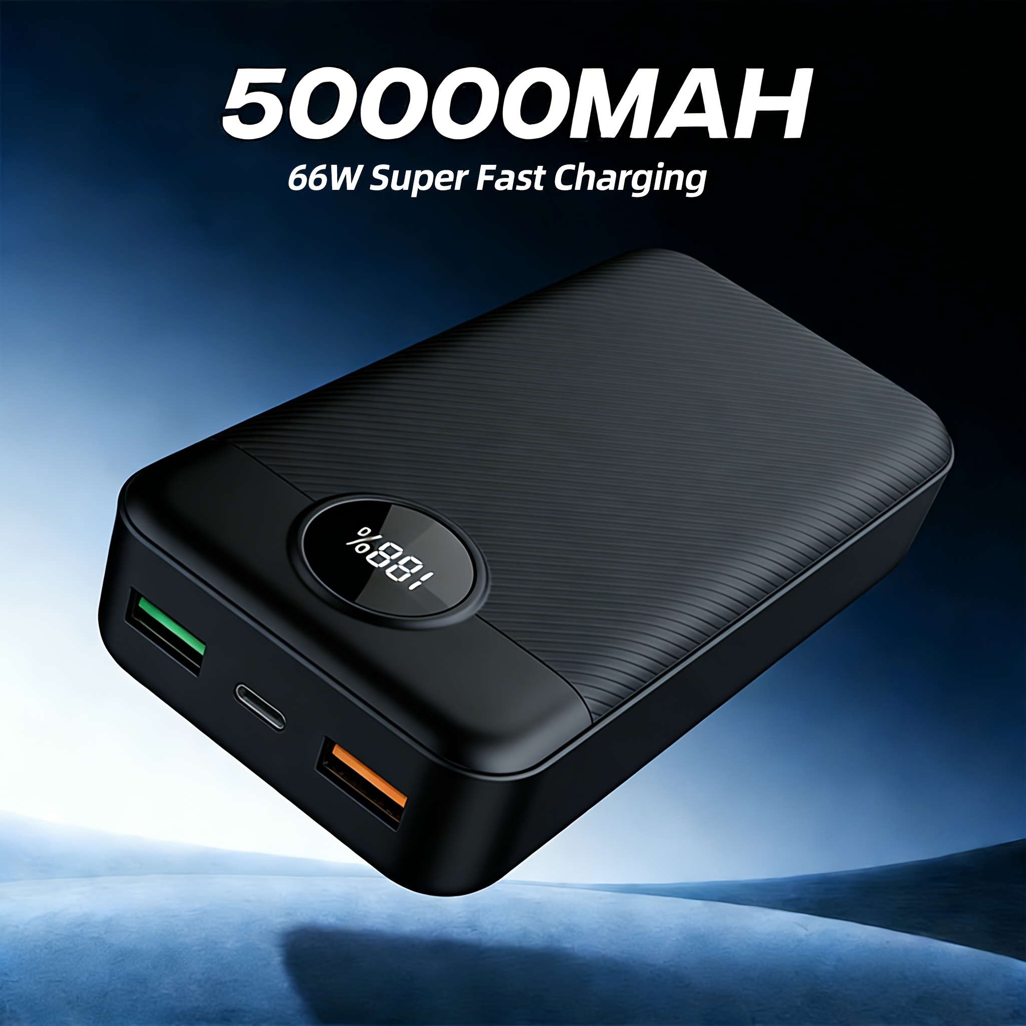 50,000 mAh Power Bank s 66W USB, Prenosni Zunanji Polnilnik z PD3.0 Hitrim Polnjenjem, Velika Kapaciteta, 3 Vhodni in 3 Izhodni Vrati, Združljiv