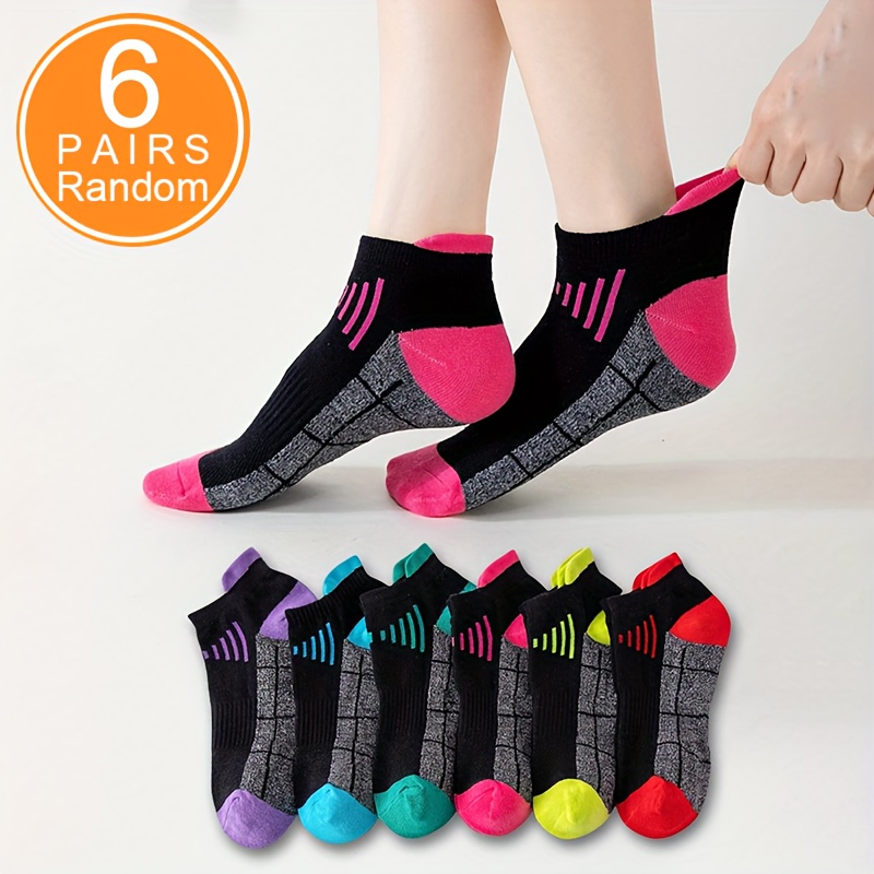 E-shop Zufällige 6 Paar Sportsocken, schwarze niedrig geschnittene flache Lauf-Socken, atmungsaktive Socken für Outdoor-Radfahren