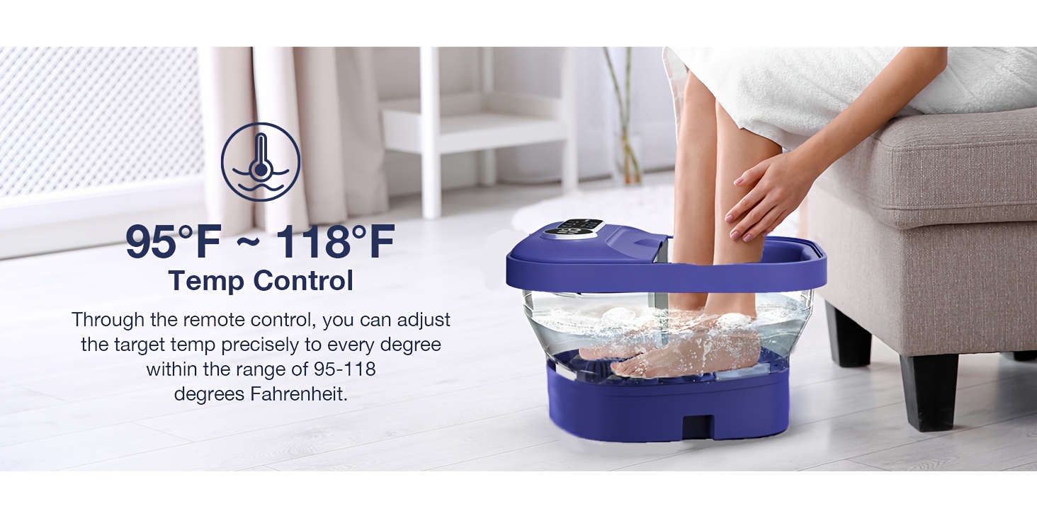 A Foldable Foot Spa Massager with a Heater And Temperature Controller, Featuring a Bubble Foot Bath, Six Massage Rollers, Vibration, And Red Light for Foot Soaking. an Essential Foot Massager for Winter, Making It a Perfect Warm Gift for Loved Ones!