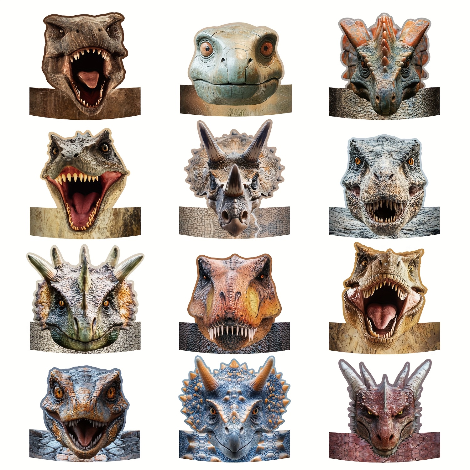 Image of 12pcs Dinosaurs Party Hats For Party Favors Headbands Paper Party Crown For Boys Girls, Decoration Party Favors
