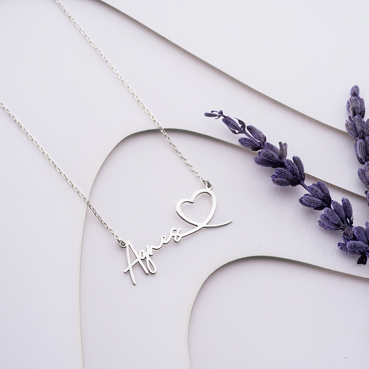 Personalized English Name Hollow Heart Pendant Necklace