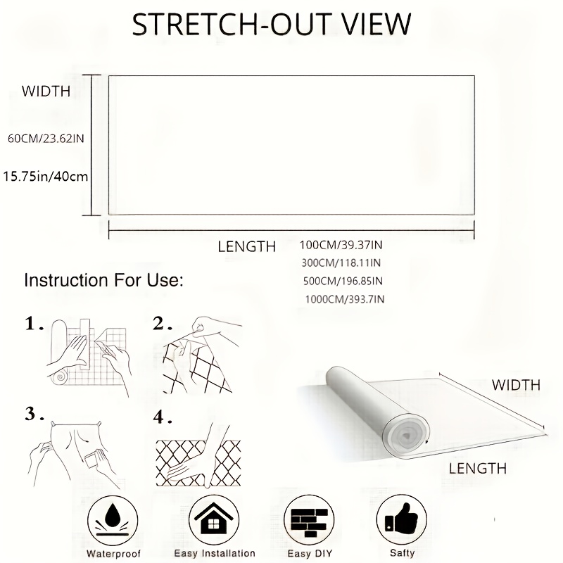 A Roll of PVC Wallpaper, Self-adhesive, Waterproof, Oil-proof, Dirt-resistant, Removable, Suitable for Bedrooms, Cabinets, Living Room Furniture Renovation, Easy to Stick and Peel-off-