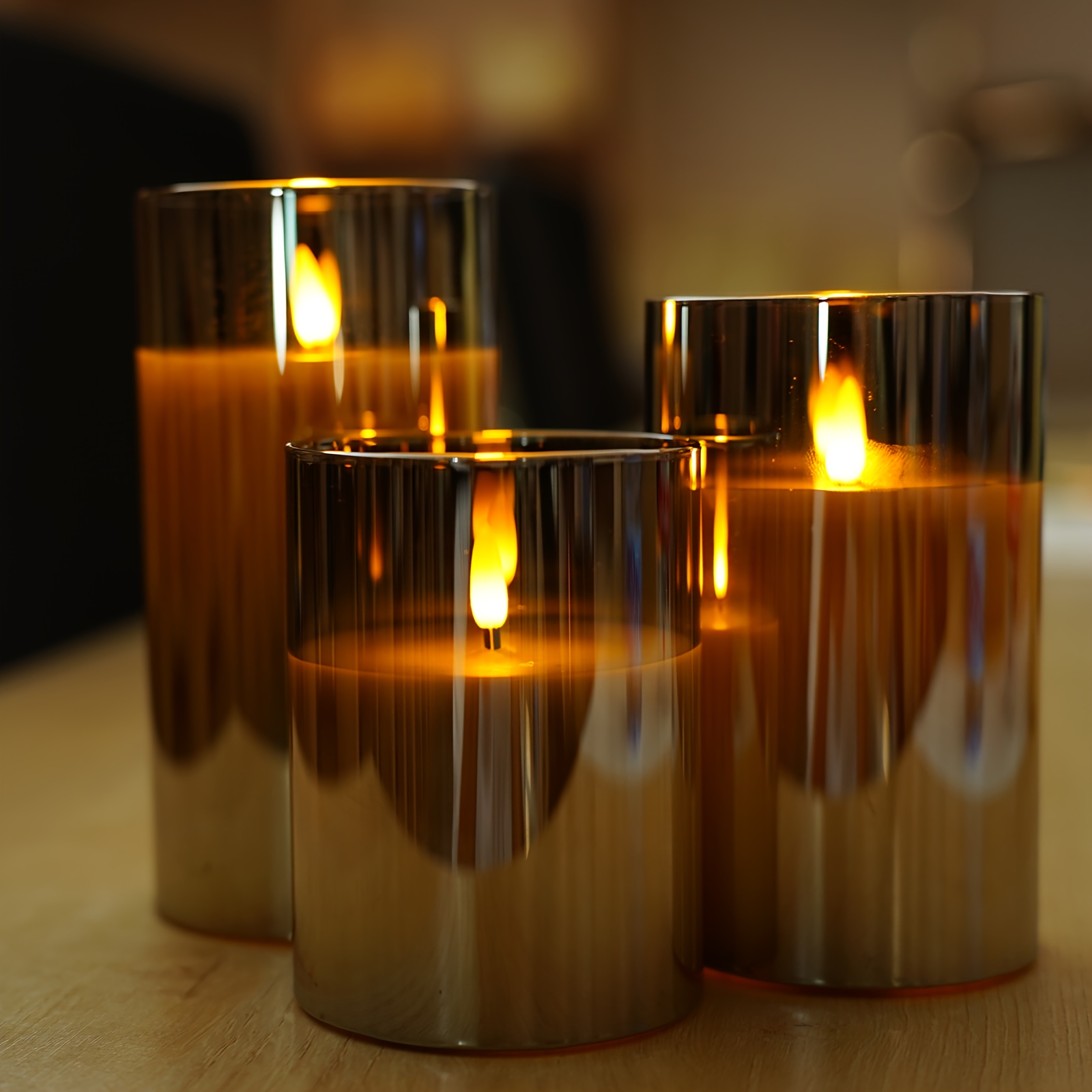 3 stuks Vlamloze LED Kaarsen met Afstandsbediening - Realistische Flikkerende Beweging, Instelbare Helderheid