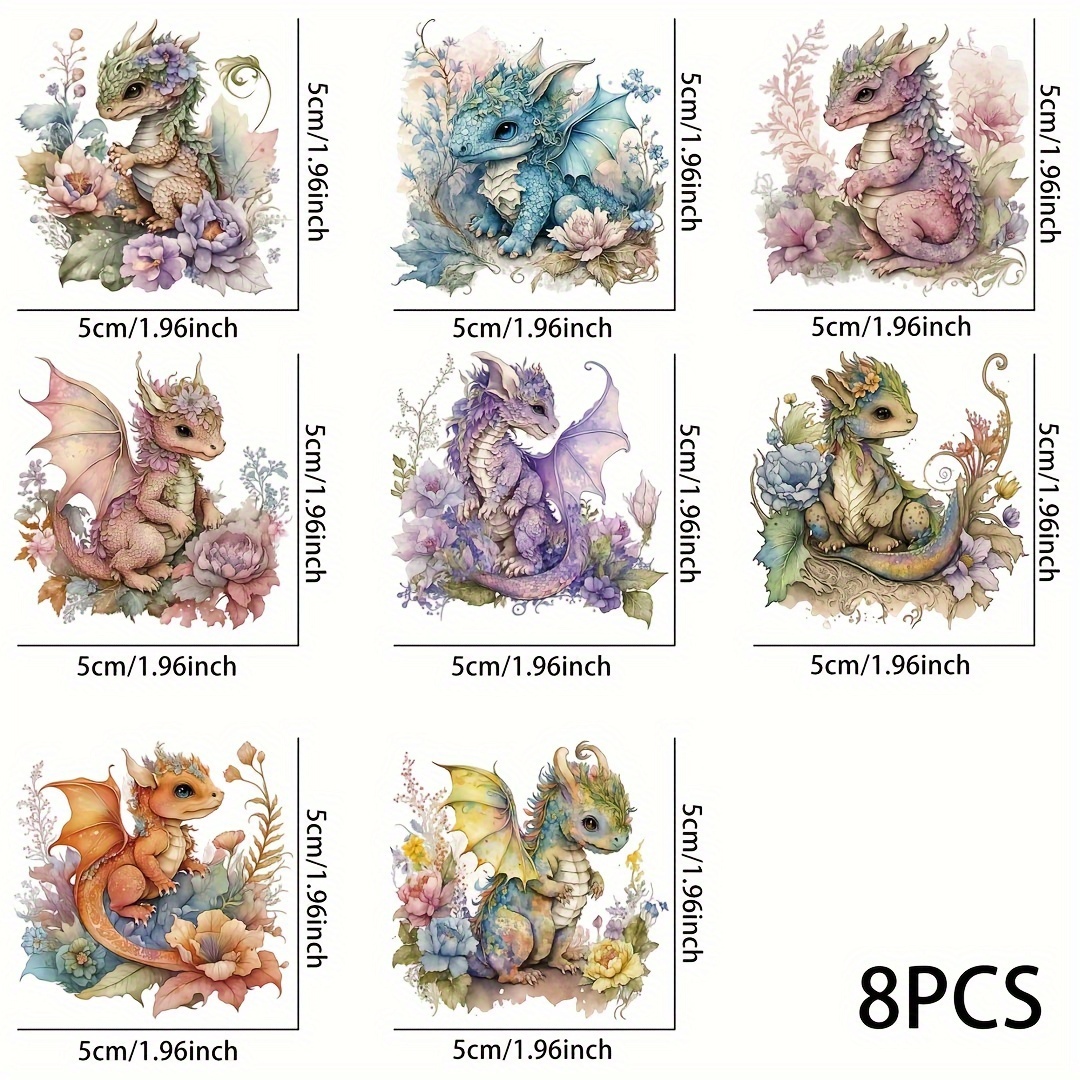 

8pcs Dragons Pattern Uv Dtf Cup Stickers, Waterproof Sticker Pack For Decorating Mugs, Cups, Bottles, School Supplies, Etc, Arts Crafts, Diy Art Supplies