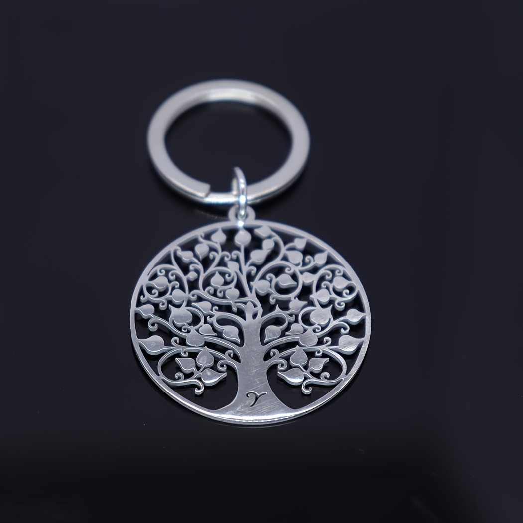 2024 New Stylish Stainless Tree Circular Pendant Keychain For Bags, Suitable For All Keys, Additions For Men And Women