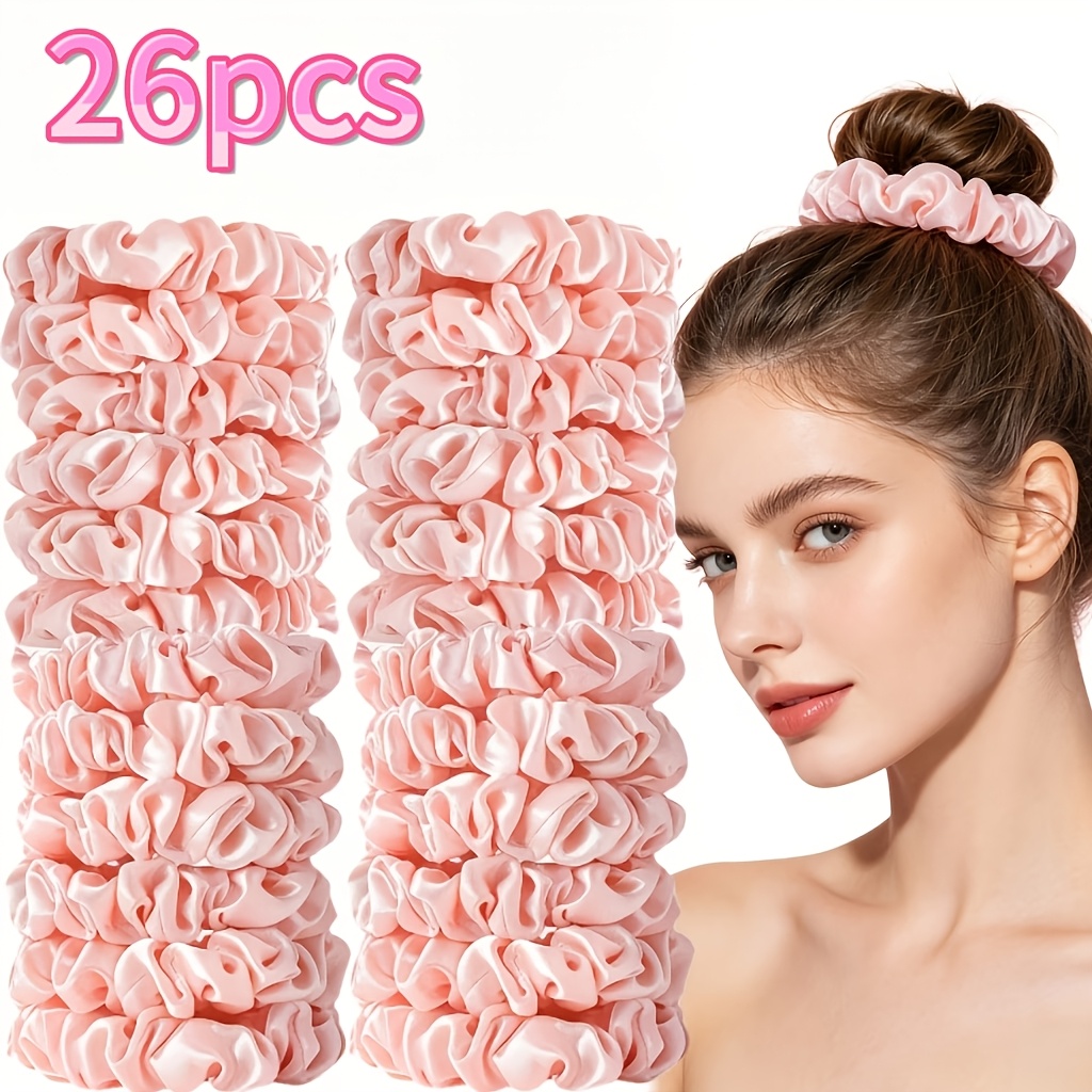 TEMU 26 elastici per capelli in raso rosa, dolci e adorabili, eleganti, e resistenti