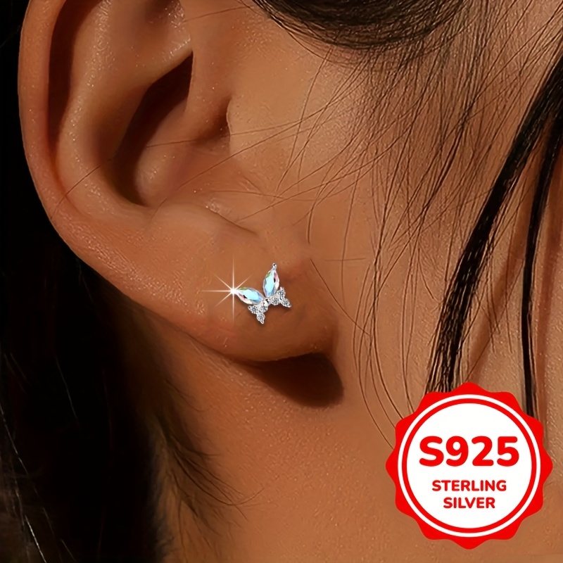 Butterfly S925 Silver Earrings Low Sensitivity 0.9g