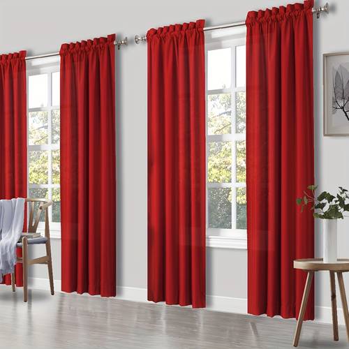 set of 4 curtains solid color simple rod pocket blackout curtains suitable for living room office home bedroom decoration