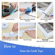 1pc waterproof caulk tape 1pc vinyl caulk tape waterproof self strip for bathroom toilet bathtub leak proof bathtub caulking tape shower sealing tape ideal for bathroom and kitchen details 4