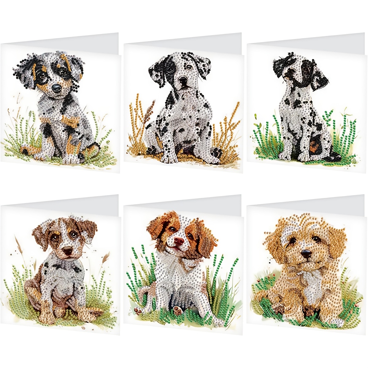 TEMU (6 Greeting Cards + 6 Envelopes) Diamond Painting Greeting Cards With , Diamond Painting Images, Wedding Greeting Cards, Handmade Adult Greeting