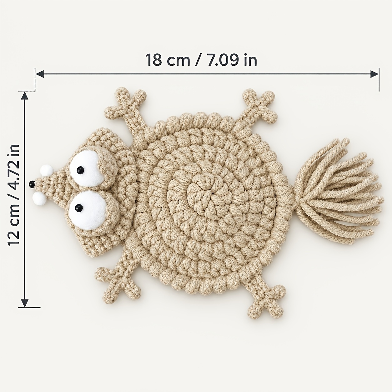 TEMU Sous-verre écureuil amusant 1 pièce, crocheté à , tapis de tasse animal 3D avec de grands yeux et une queue duveteuse, dessous de tasse à café