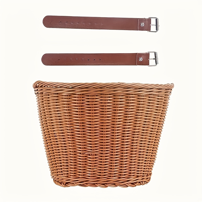 TEMU 1 panier de vélo en rotin et résine - Panier de rangement durable pour collations et , accessoire de cyclisme, correctible