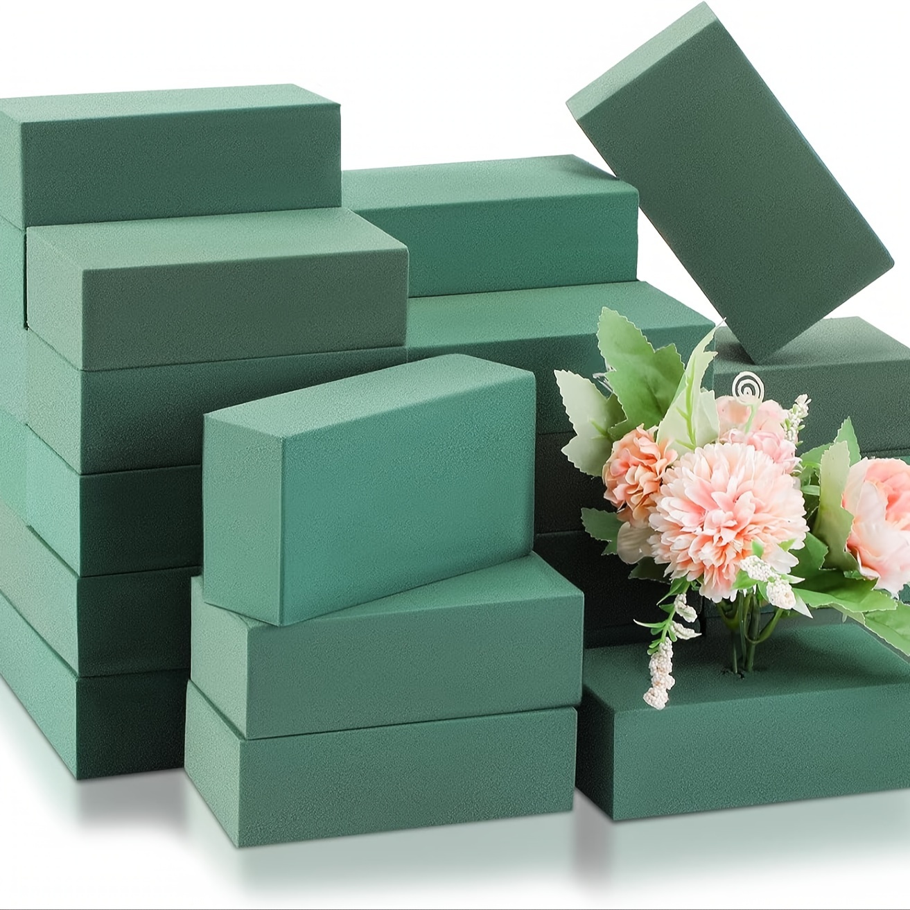 

20pcs Floristry Foam Blocks, Green Polyresin & Plastic, Wet/dry Use, Ideal For Fresh & , Crafts, Weddings, Birthdays, Home & Garden Decor