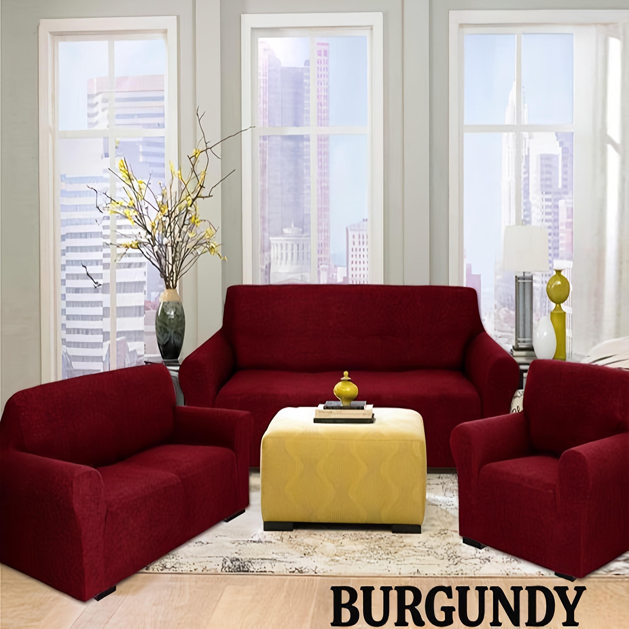 TEMU 2/3pcs Stretch Sofa Slipcover Set, Couch Cover For Loveseat & Arm Chair, Wrinkle Free Protector, Polyester Spandex, Local Warehouse 7 Lbs