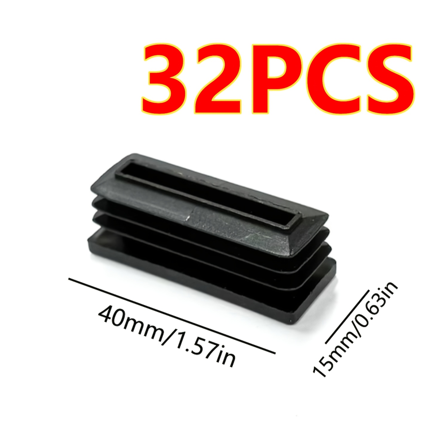 TEMU 32 Piezas de Tapas de Tubo Metálico Rectangular, Tapones de Plástico Rectangular para Tubos, Tapas para Postes de , Inserciones Deslizantes para