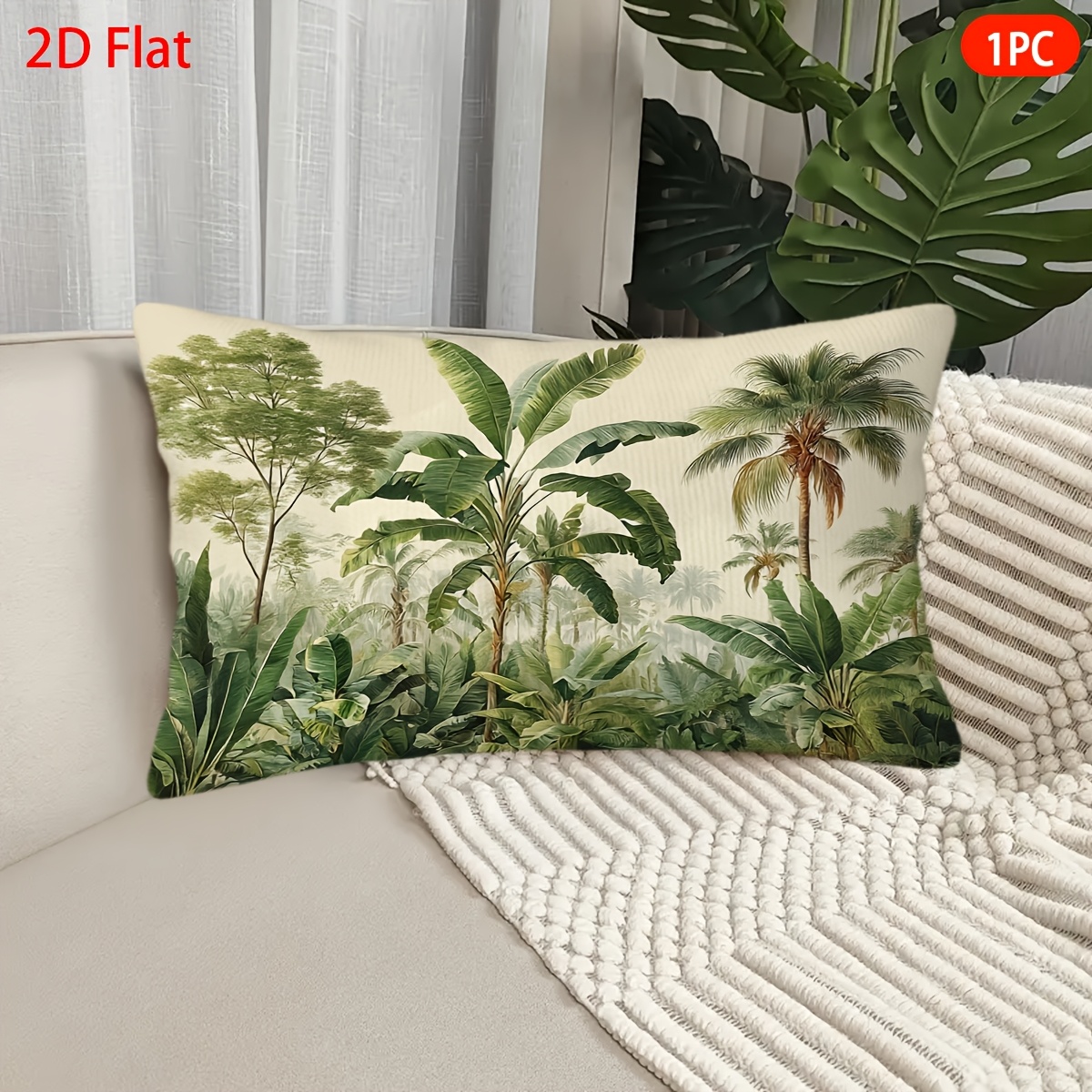 TEMU 1 de Cojín de Tropical - Cara en Felpa Corta con Cierre de Cremallera, Ideal para Decoración de Dormitorio y Sala, Lavable a Máquina, Adecuada