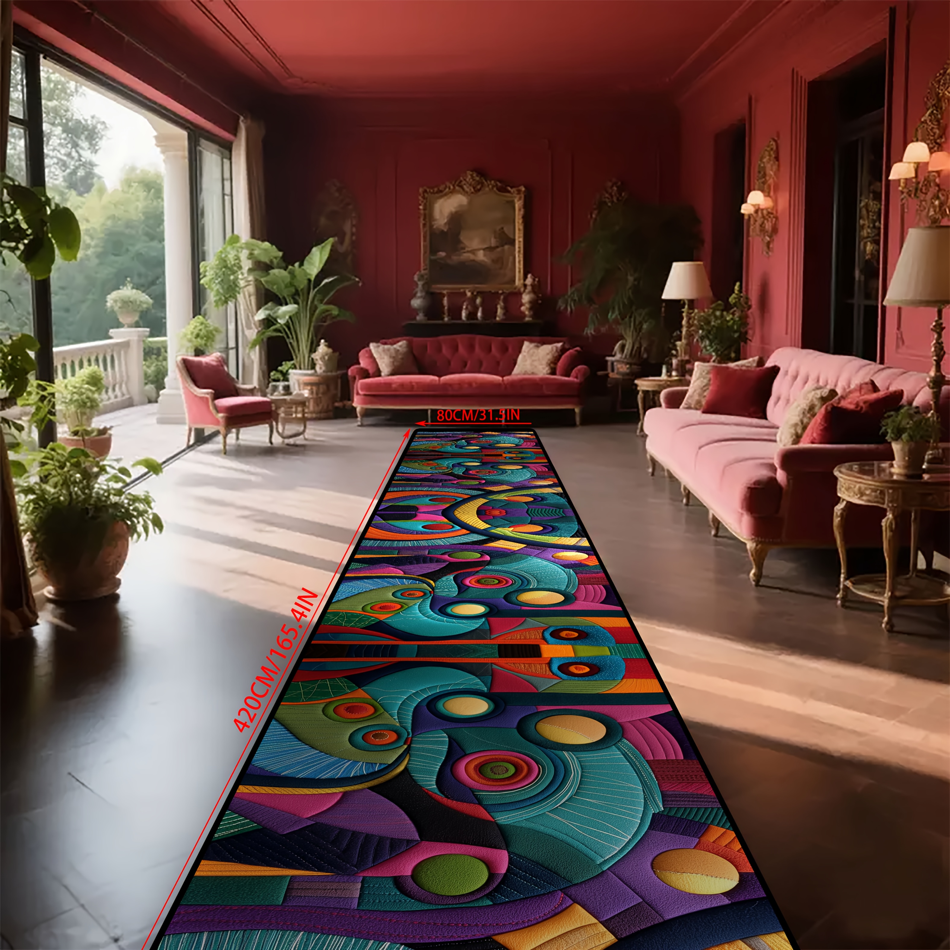 TEMU [Velours Doré] 1pc, Tapis Artisanal Coloré Géométrique Créatif, Tapis Spécial Tendance, , Facile à Nettoyer, Tapis Rectangulaire en Peluche