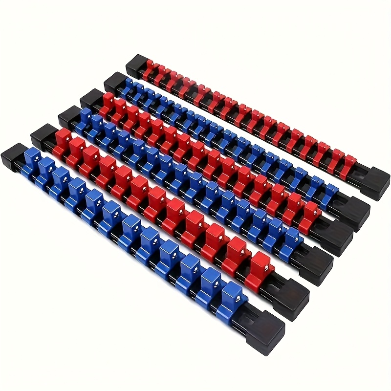 E-shop Steckschlüssel-Organizer aus ABS – 6er-Set Stecknuss-Halter, 1/4-Zoll x 32 Clips, 3/8-Zoll x 30 Clips, 1/2-Zoll x 24 Clips, Hohe Kompatibilität