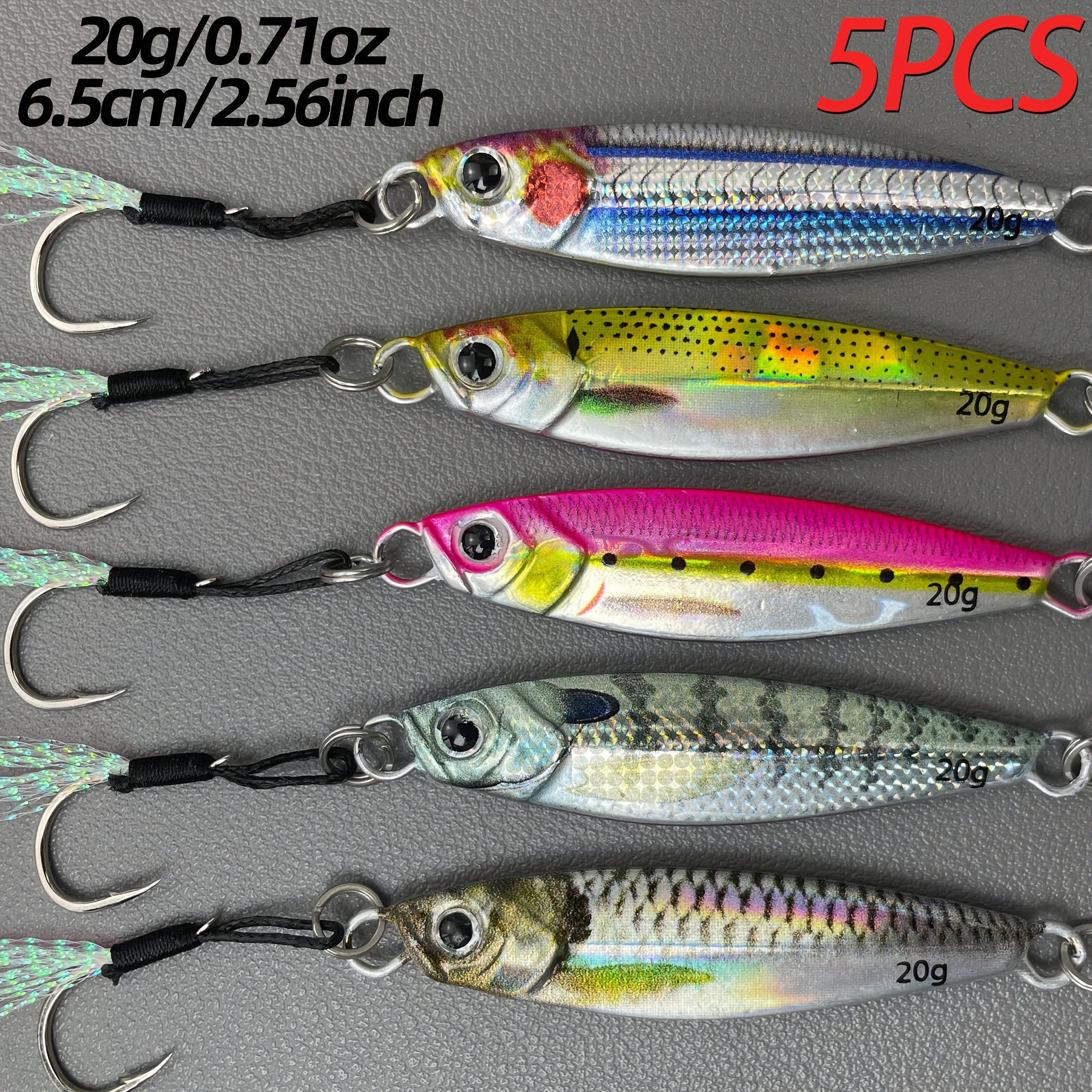 

5pcs, Far Throwing Hard , Lead Fish , 20g/0.71oz Metal Realistic Fake , Freshwater, Sea Fishing, And Boat Fishing , 6.5cm/2.56inch