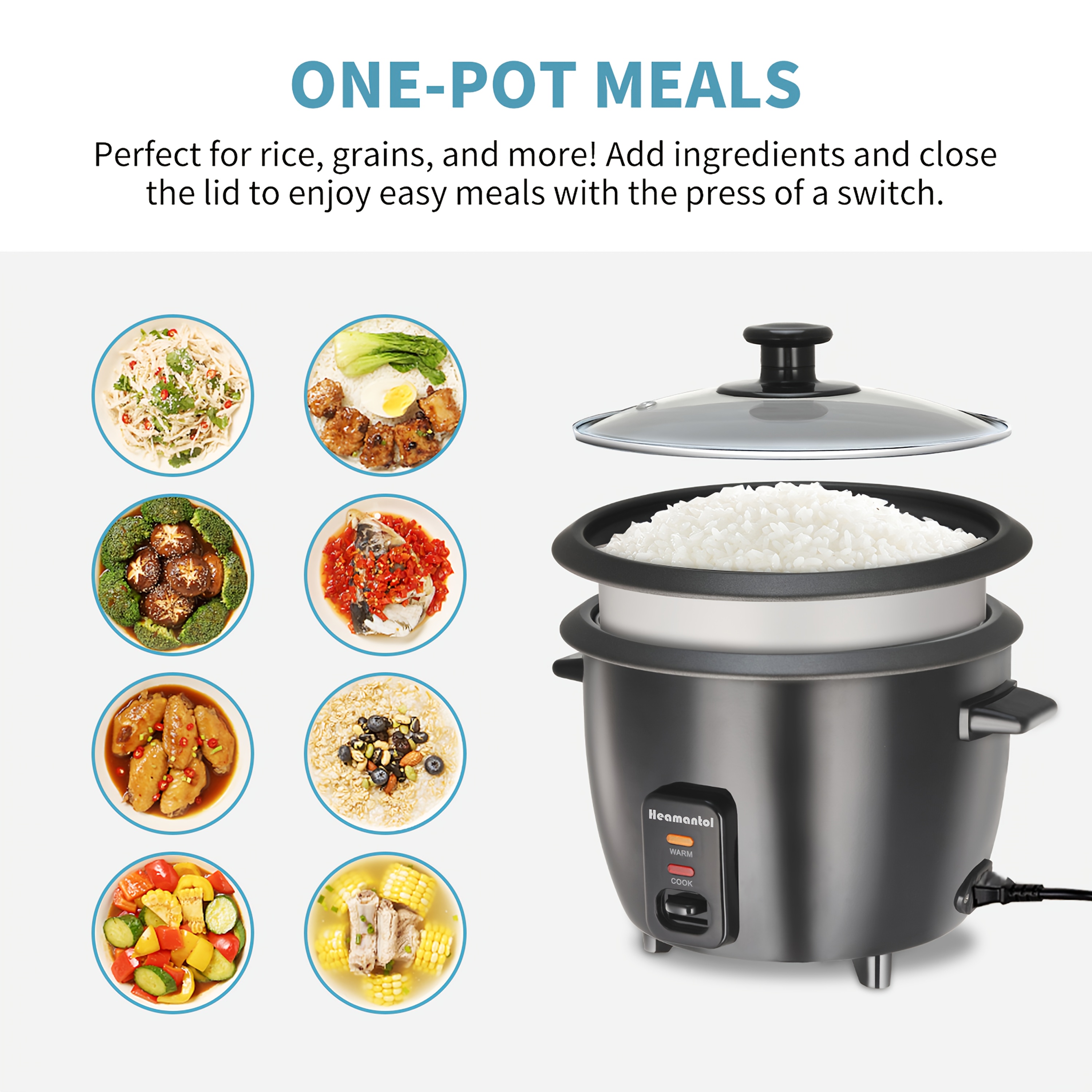 1.5 Qt Rice Cooker & Multicooker – 3-Cup Uncooked / 6-Cup Cooked Rice Cooker with Removable Nonstick Pot, Yogurt Maker, Steamer, Auto Keep Warm & One-Touch Operation — Zaynora Luxury Marketplace