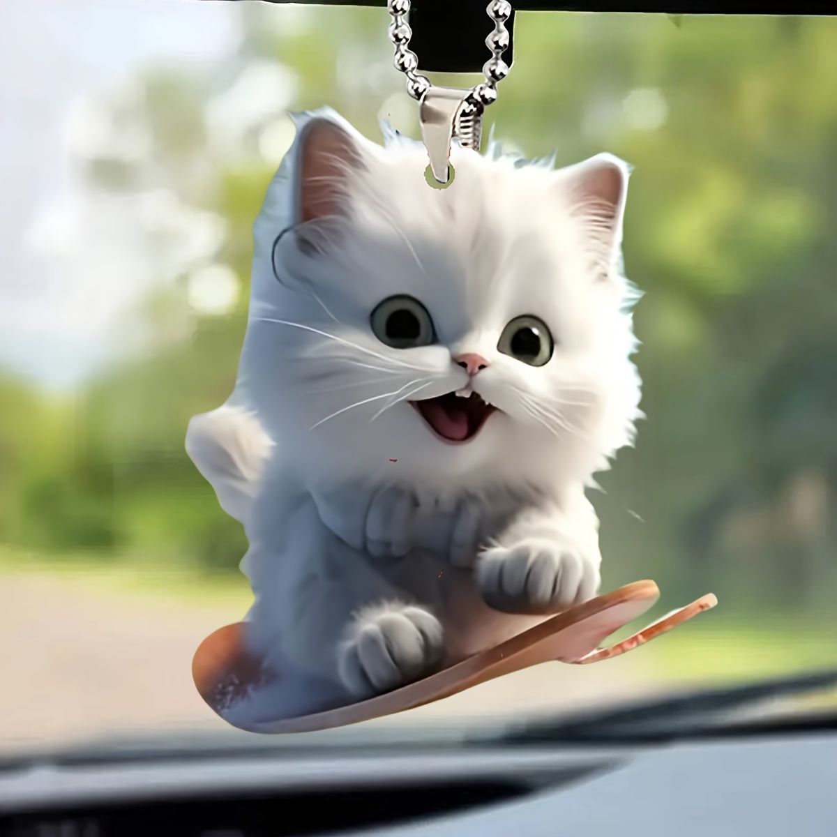 skateboarding cat acrylic keychain versatile car rearview mirror charm backpack accessory details 2