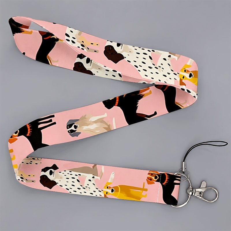 TEMU Cordón 2D con estampado de perro de dibujos animados rosa, para oficinistas como para , del género, para teléfonos y tarjetas de identificación,