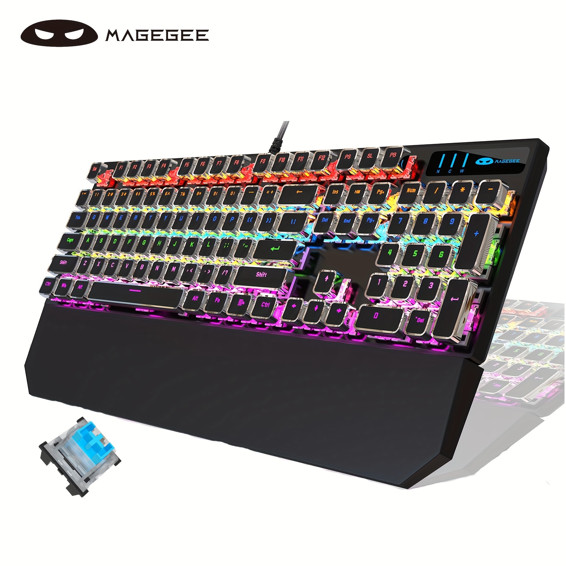 

Magegee Typewriter Style Mechanical Gaming Keyboard, Black Retro Punk Gaming Keyboard With Rgb Backlit, 104 Keys Blue Switch Wired Cute Keyboard, Unique Square Keycaps For Windows//pc
