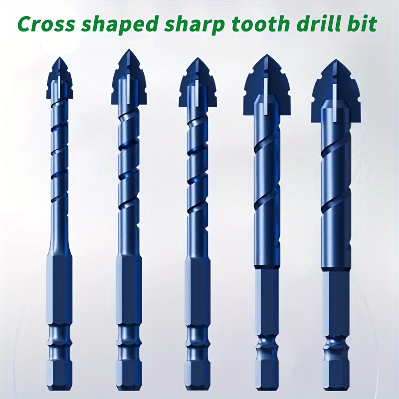 

5pcs Ultra-sharp Tungsten Steel Drill Bit Set For Ceramic, Concrete & Marble - Hex Shank, Spiral Design, 6mm-14mm Sizes