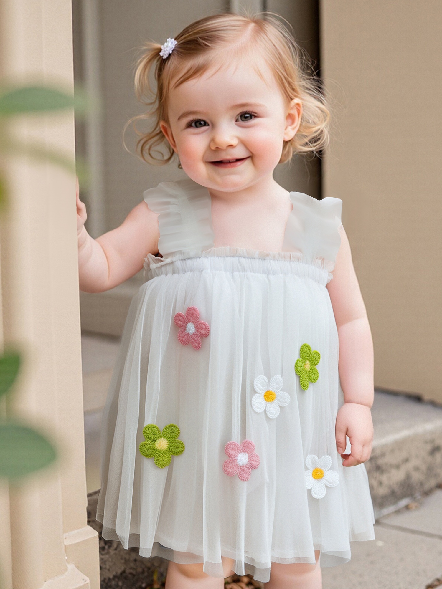 toddler girls mint green tulle dress 3d floral appliqu s - Temu