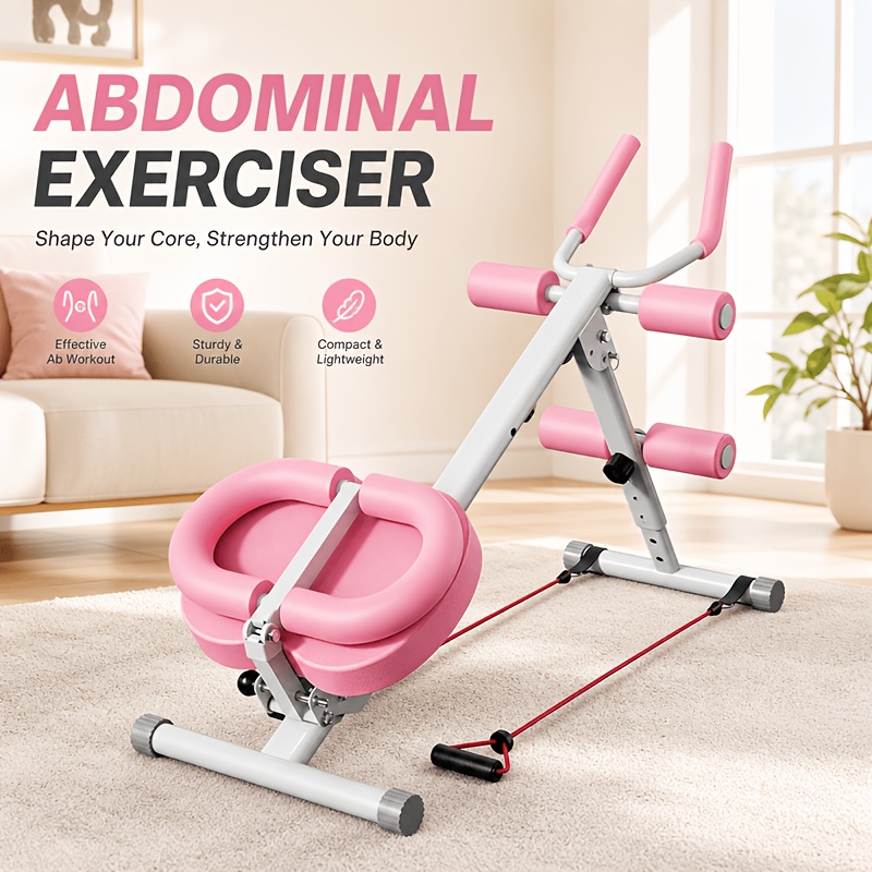 Foldable Abdominal Trainer With Foam Roller And Resistance Rope, Adjustable Core Fitness Equipment, Home Abdominal Trainer