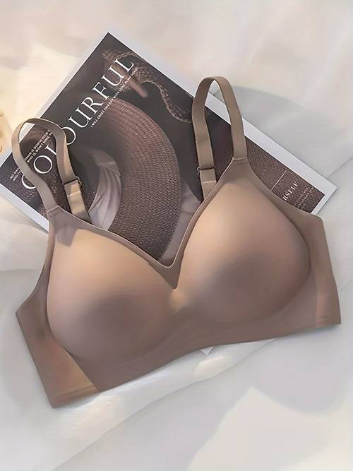 1pc womens wireless gathered bra with palm support cups design seamless see through designed for small breasts adjustable shoulder straps fan shaped details everyday wear inner wear womens bra