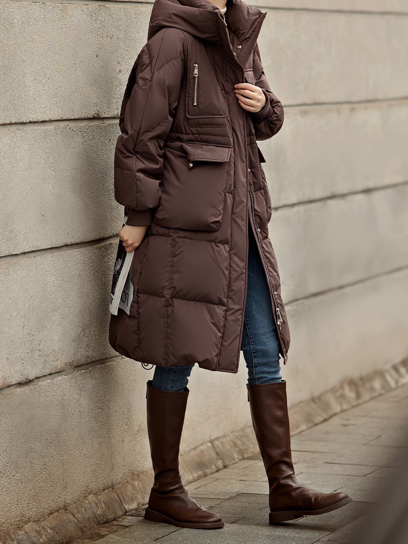 xwi long jacket versatile daily spring - Temu Oman