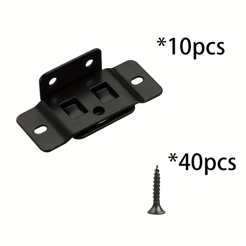 E-shop 50-teiliges Set: 10 Hochbelastbare L-förmige Metallwinkel (L-Verbinder) mit 40 Schrauben – 90-Grad-Winkelverbinder mit schwarzen Schraublöchern