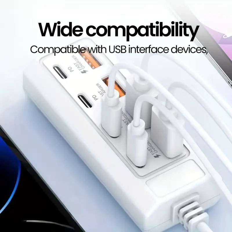25w 8 port usb hub adapter with 4 usb and 4 pd ports compatible with usb devices 20 30w input power 20 30w output power no battery included details 2